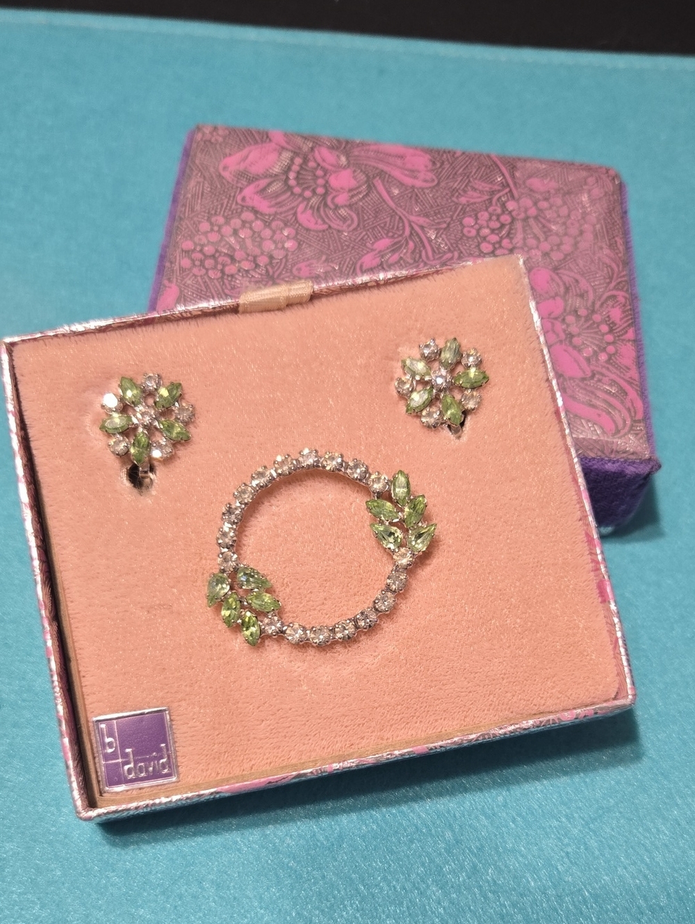 Vintage Signed Demi B. David Clip Earrings And Brooch
